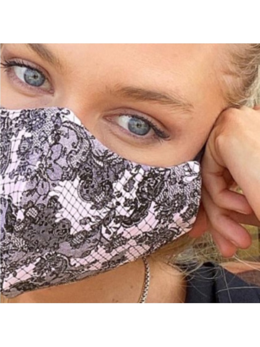 New Victoria Secret Pink & black lace floral  for Face Mask